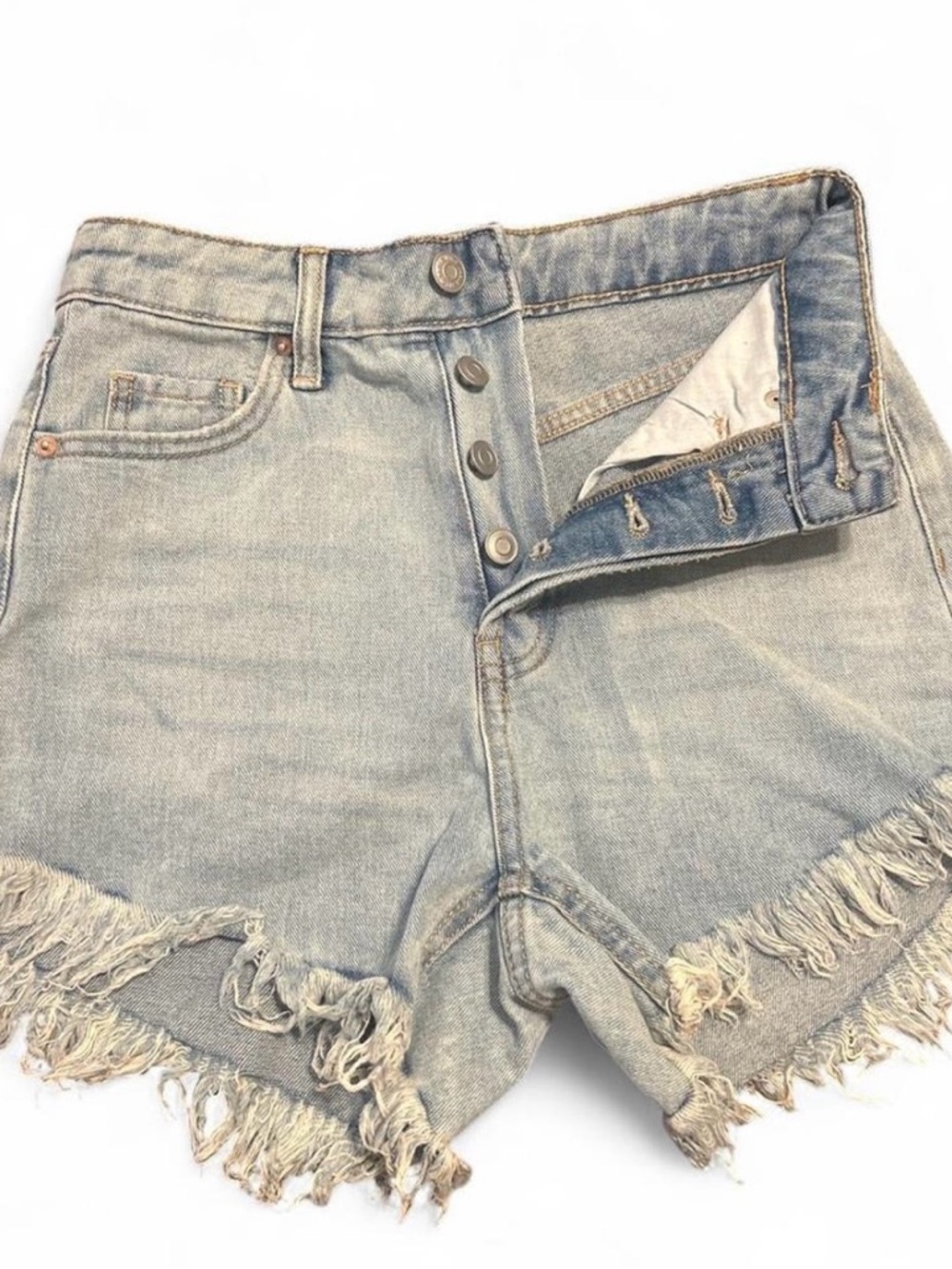 Wild Fable Light Wash High-Rise Frayed Denim Shorts